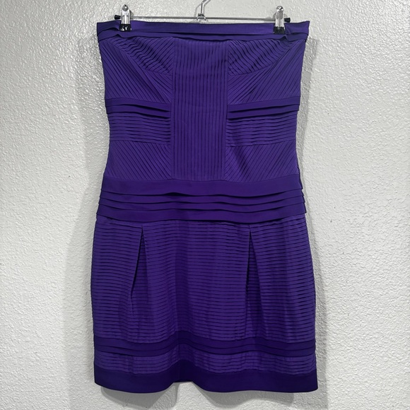 New Diane Von Furstenberg Purple Silk Mini Strapless Dress Size 12 - Picture 2 of 14
